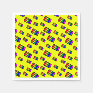 Funky Neon Rainbow Block Pattern Napkin