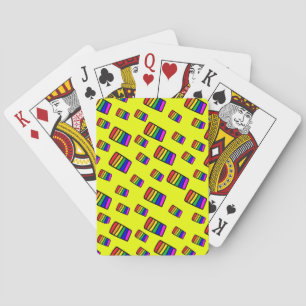Funky Neon Rainbow Block Pattern Playing Cards