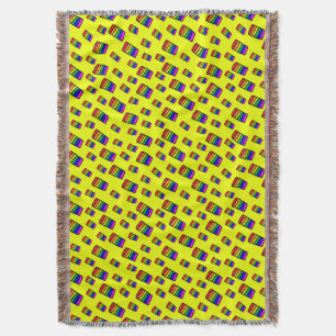 Funky Neon Rainbow Block Pattern Throw Blanket