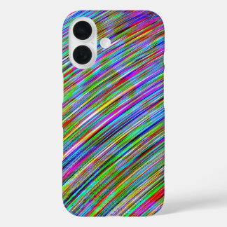 Funky Neon Rainbow Curved Lines iPhone 16 Case
