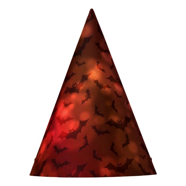 Funky Neon Spooky Bats Happy Halloween Paper Hat (Front)