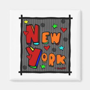 Funky New York, Art In Frame, Multi-Colour Magnet