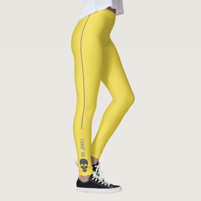 Funky No Jokes Grey Skull Leggings (Right)