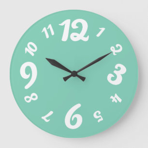 Funky Numbers Retro Clock Custom Colour