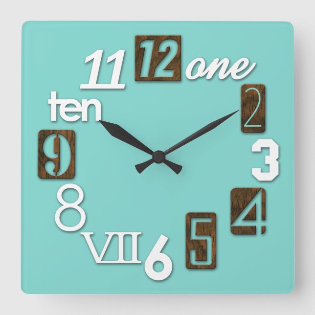 Funky Numbra Square Wall Clocks (Front)