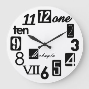 Funky Numbra Square Wall Clocks - personalised