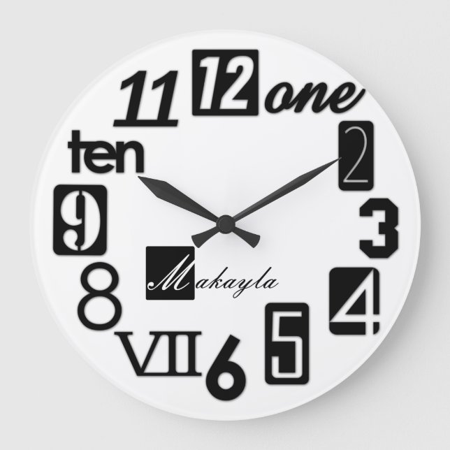 Funky Numbra Square Wall Clocks - personalised (Front)