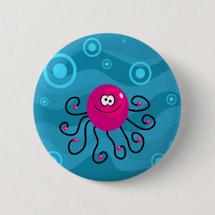 Funky Octopus 6 Cm Round Badge