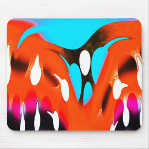 Funky orange art mouse pad