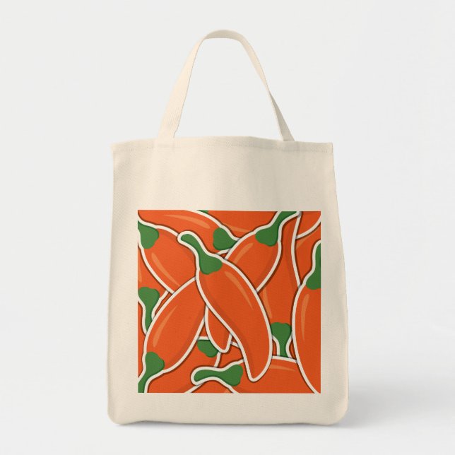 Funky orange chilli peppers tote bag (Front)