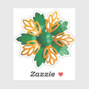  Funky Orange Green Daisy Flower Wedding Sticker