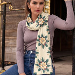 Funky Orange Ivory Green Poinsettia Chiffon Scarf<br><div class="desc">A collection of beautiful scarves with Funky Poinsettias in various colours with a matching background.  Very elegant as a gift or for yourself.</div>