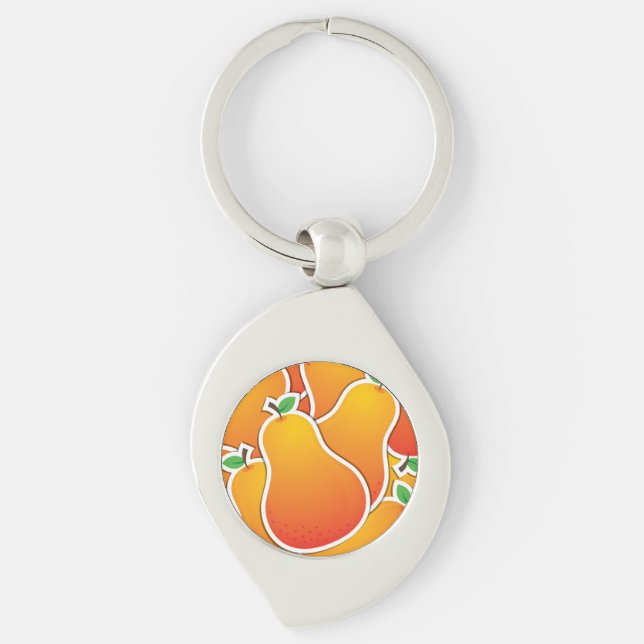 Funky orange pear key ring (Front)