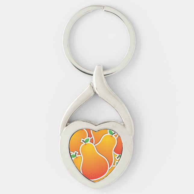 Funky orange pear key ring (Front)