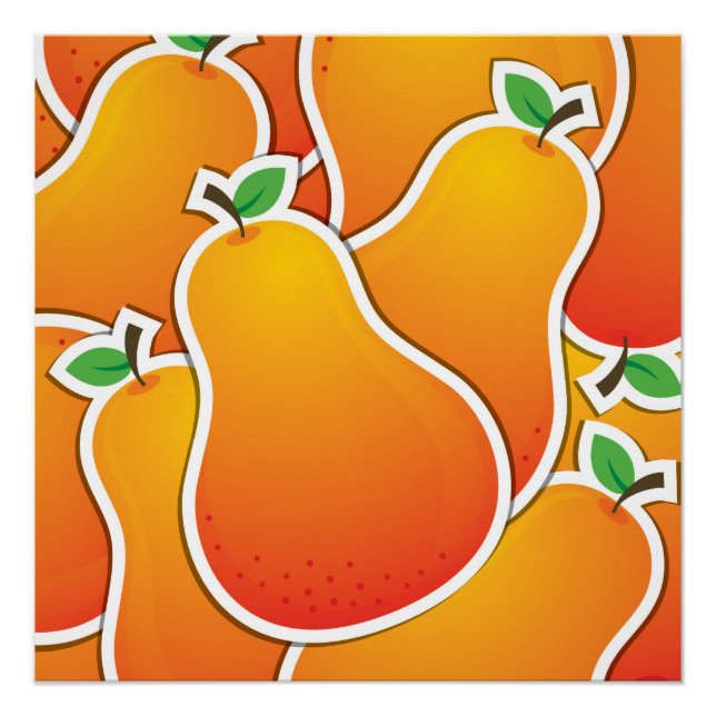 Funky orange pear poster (Front)