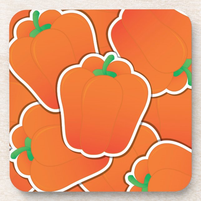 Funky orange pepper coaster (Front)