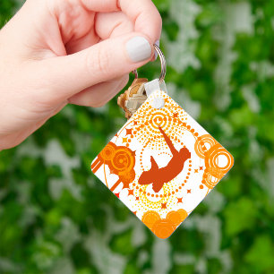 Funky Orange Symbols Keychain