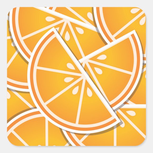 Funky orange wedges square sticker (Front)