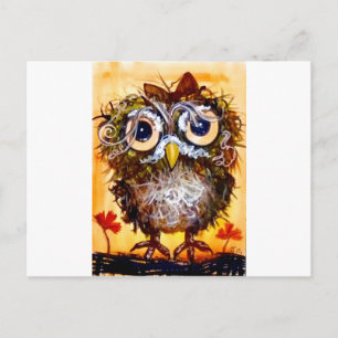 Funky owl girl postcard