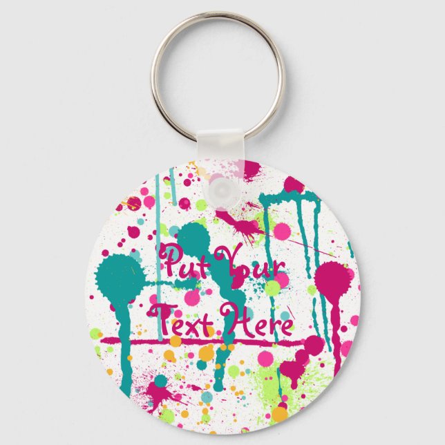 Funky Paint Splatters Key Ring (Front)