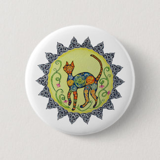 Funky, Paisley, Celtic Cat Mandala 6 Cm Round Badge