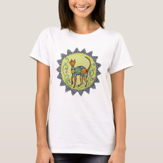Funky, Paisley, Celtic Cat Mandala T-Shirt