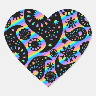Funky Paisley Design. Heart Sticker