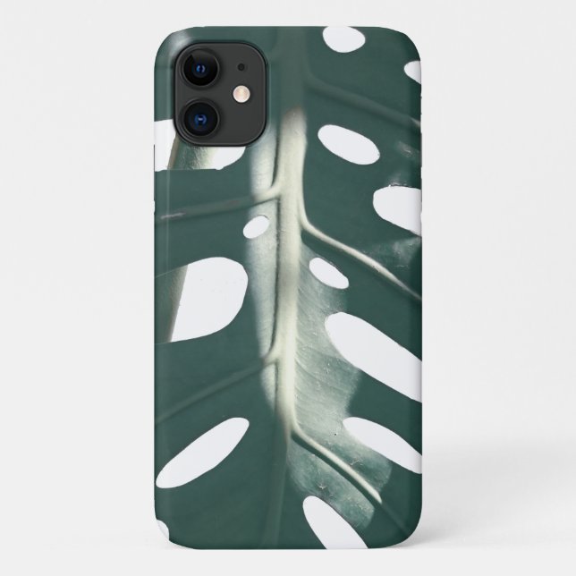 Funky Pale Green Swiss Cheese Plant Case-Mate iPhone Case (Back)