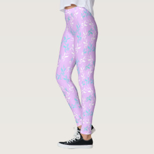 Funky Pastel Colour Leaves Pattern Leggings
