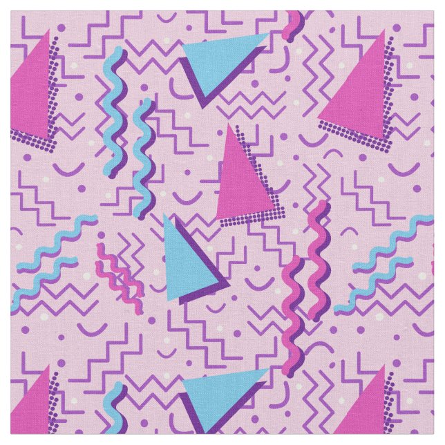 Funky Pastel Pink Memphis Design Fabric (Close Up)