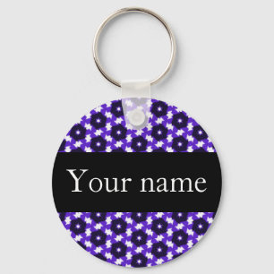 Funky Pattern custom name keychain (black)