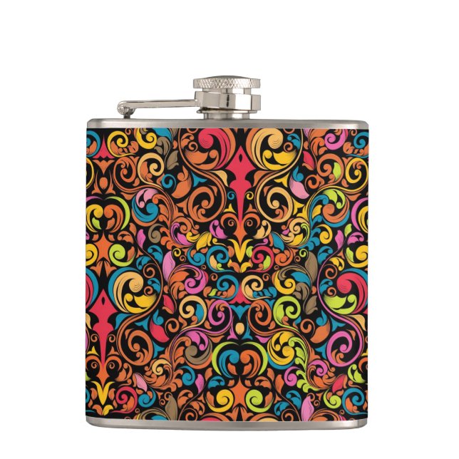 Funky pattern hip flask (Front)