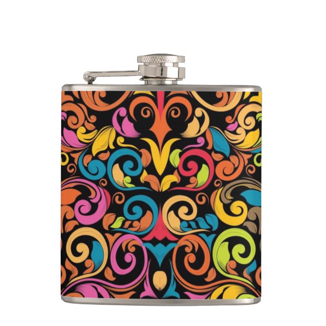 Funky pattern hip flask (Front)