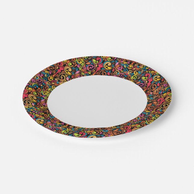 Funky pattern paper plate (Angled)