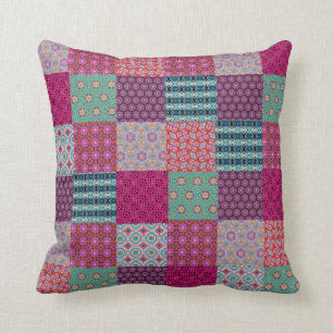 Funky Pattern Patchwork Quilt Pillow by KCS