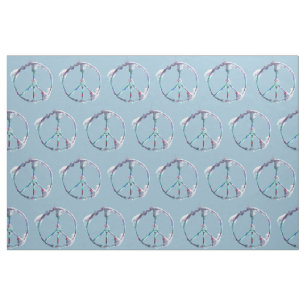 Funky Peace Sign Smudged Watercolor Fabric