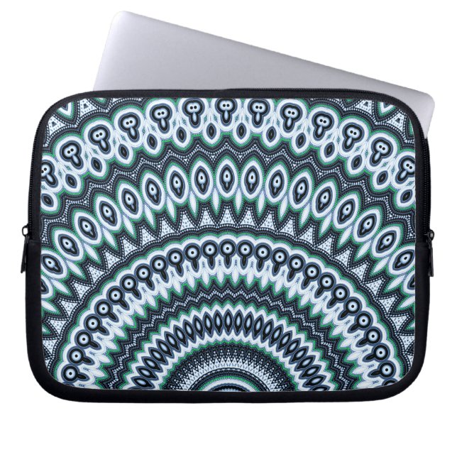Funky Peacock Mandala pattern laptop sleeve (Front)