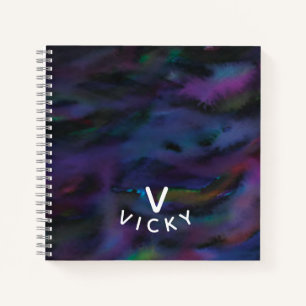Funky personalised abstract smokey water colour notebook