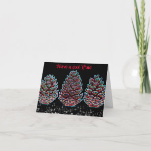 Funky pine cones Yule Card