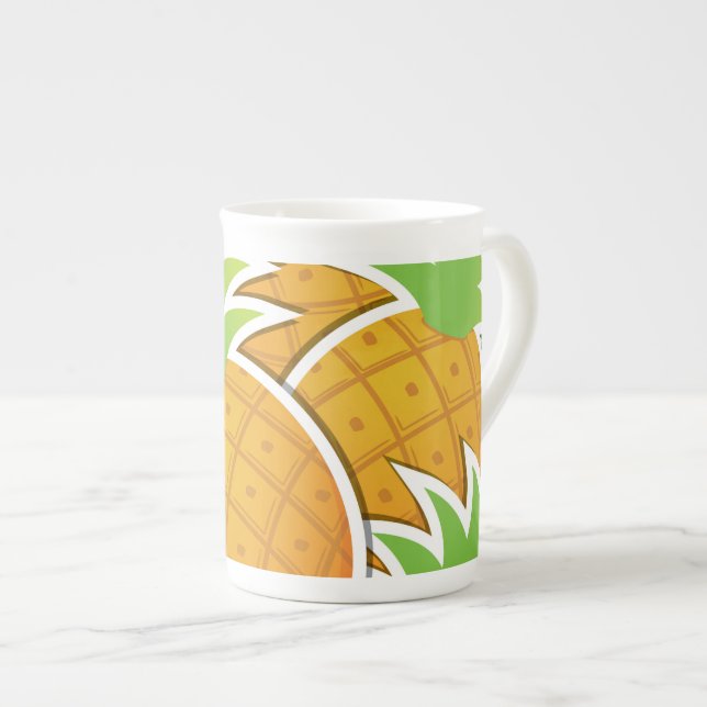 Funky pineapple bone china mug (Front Right)