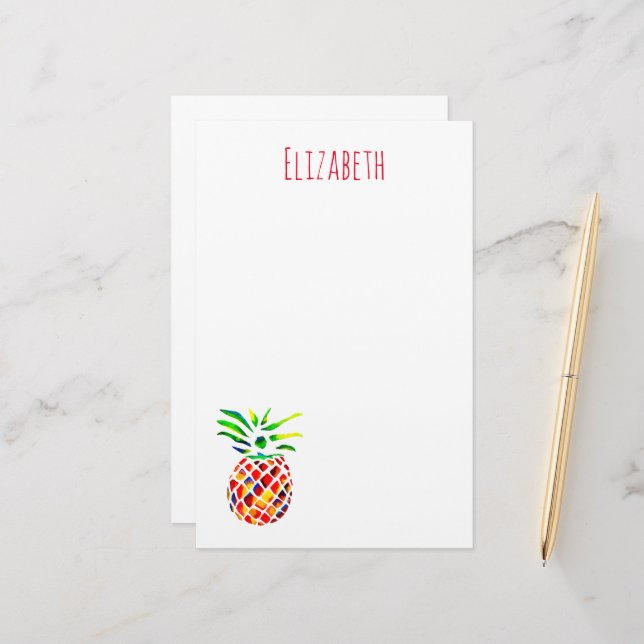 Funky pineapple cool art stationery (Front/Back In Situ)