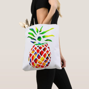 Funky pineapple cool art tote bag