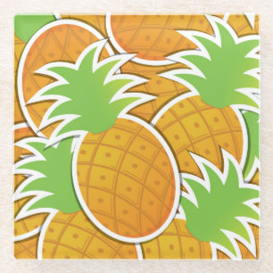 Funky pineapple glass coaster