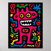 Funky Pink Alien – Neon Pop Art Quirky Monster