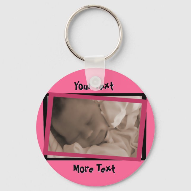 Funky Pink and Black Frame Keychain (Front)