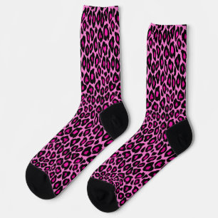 Funky Pink and Black Leopard Print Socks
