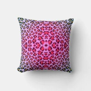 Funky pink and orange leopard cheetah pattern cushion