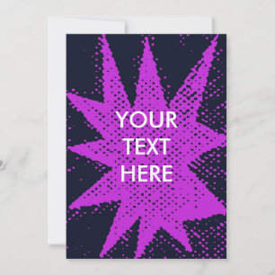 Funky Pink and Purple Halftone Burst Blank Card