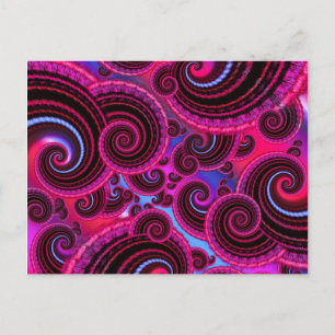 Funky Pink and Turquoise Swirl Pattern Postcard