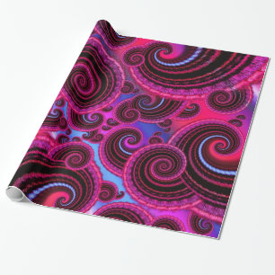 Funky Pink and Turquoise Swirl Pattern Wrapping Paper